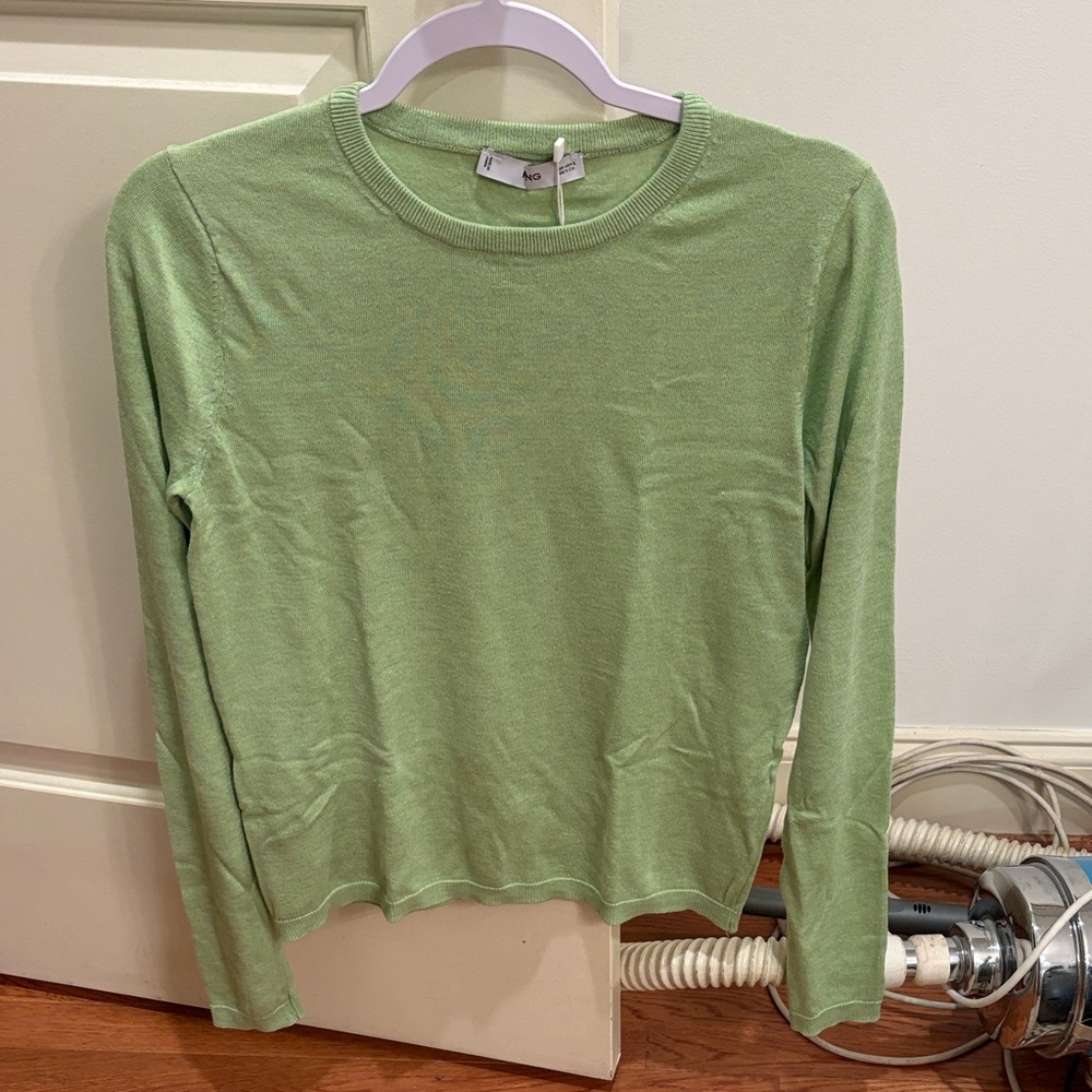 Mango Aqua Green Fine-knit Crew-Neck Sweater/NWT/S - Picture 15 of 16